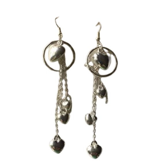 New Heart ❤️ Layer Dangling Silver-Plated Earrings. Women's Fashion‎ Jewelry - Picture 1 of 16